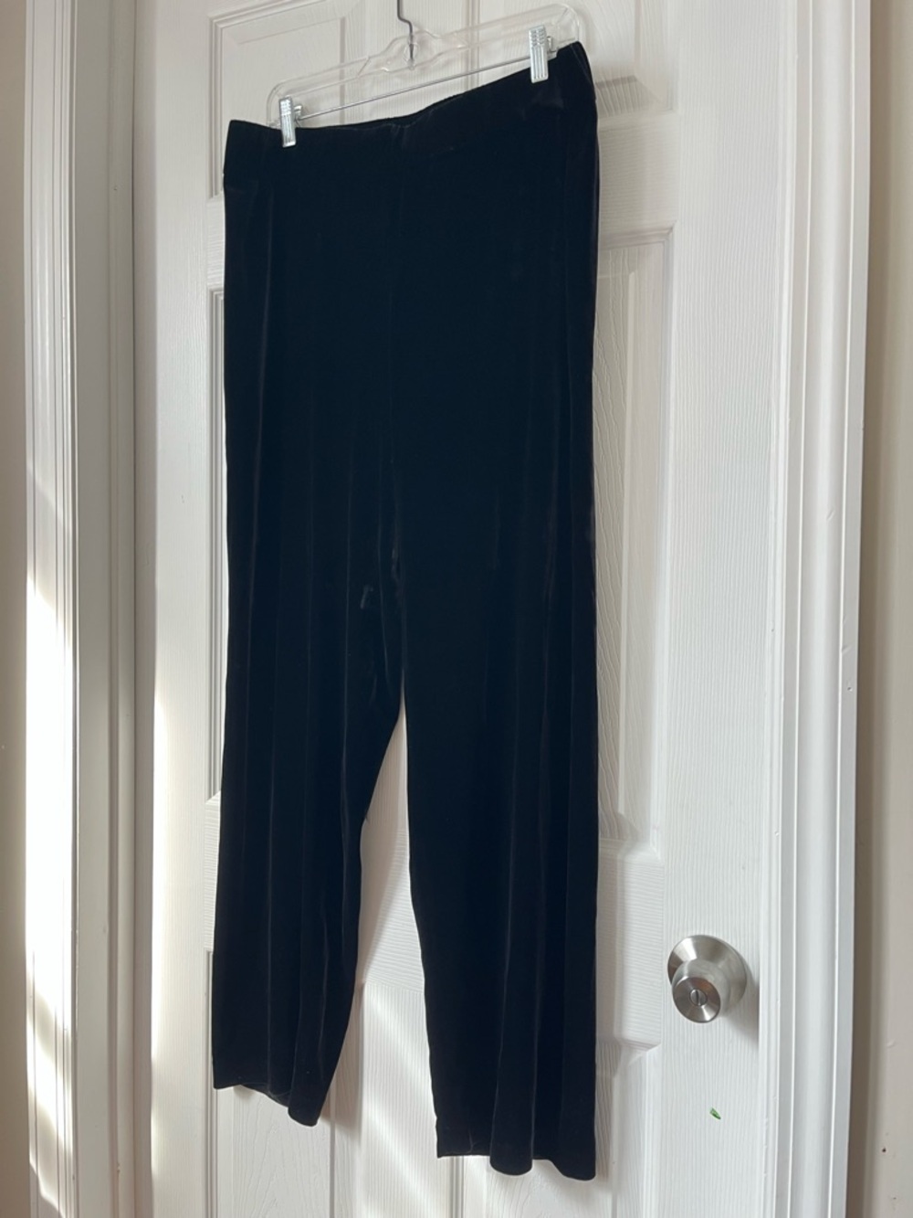 EILEEN FISHER Black Velvet Pull-On Trousers pants size L - Picture 5 of 5